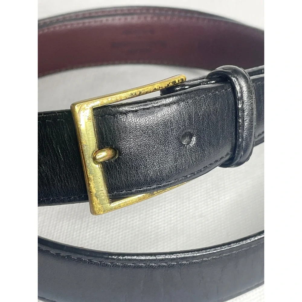 Vintage Brighton Aniline Glazed Leather Belt Size 42 Western Black Brass Buckle